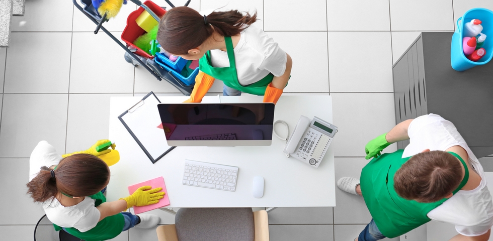 One of the office spring cleaning tips is to clean from top to bottom.